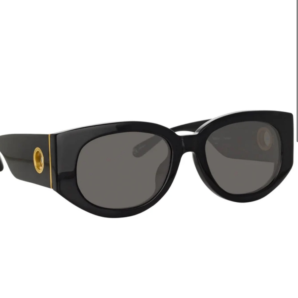 Linda Farrow Black and Gold Sunglasses